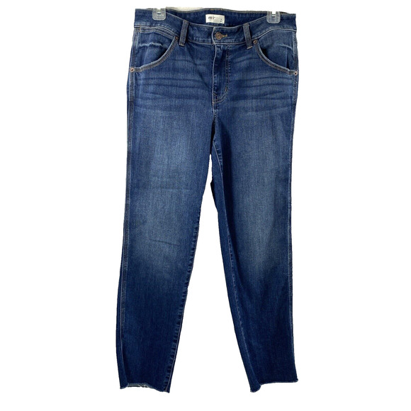 M Jeans Maurices Womens Size 6 Straight Crop Medium Wash Denim Mid Rise Raw‎ Hem - Picture 1 of 10